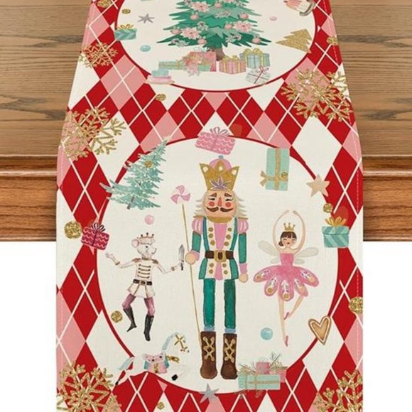 Nutcracker Table Runner Christmas Decor Red Decorative Cloth Holiday Decoration - Picture 5 of 7